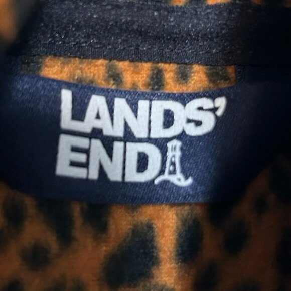 Lands' End Animal Print 1/4 Zip Fleece Pull-over Women's Size S - Picture 7 of 10